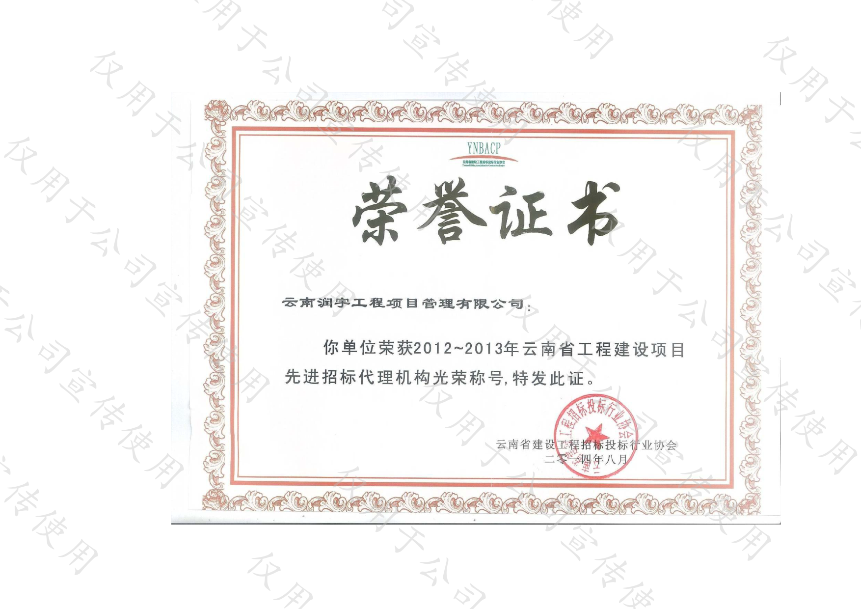 2012-2013年云南省工程建设项目先进招标代理机构